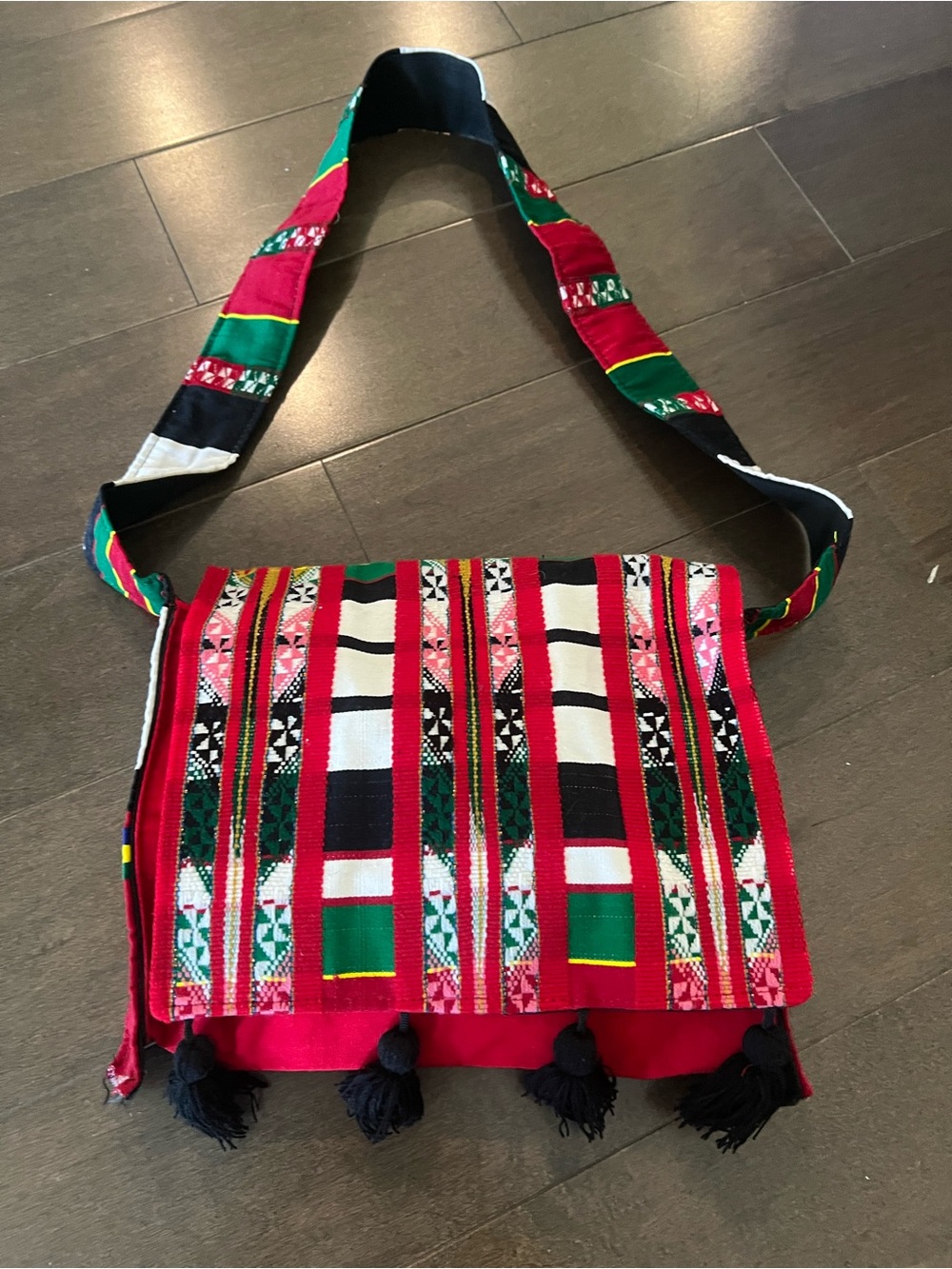 Handwoven Red Ethnic Crossbody Hobo Shoulder Bag